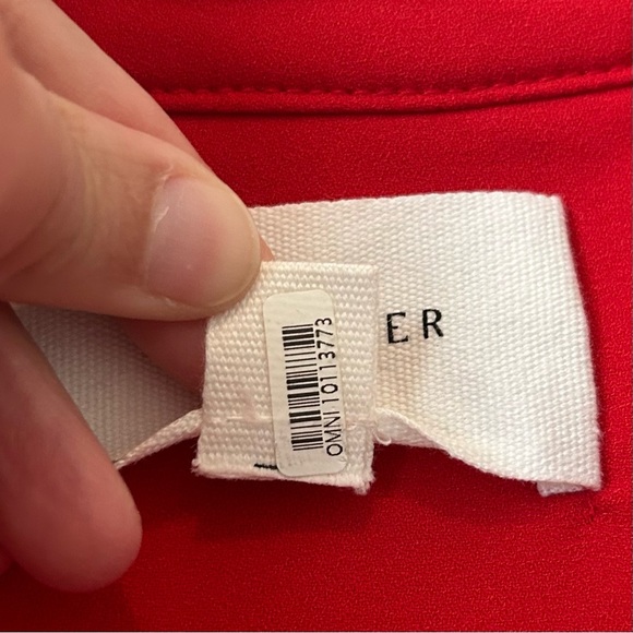 Tuckernot Pomander Place Red Crepe Kenzo Ruffle via-neck long sleeve Dress Sz L - Picture 9 of 16